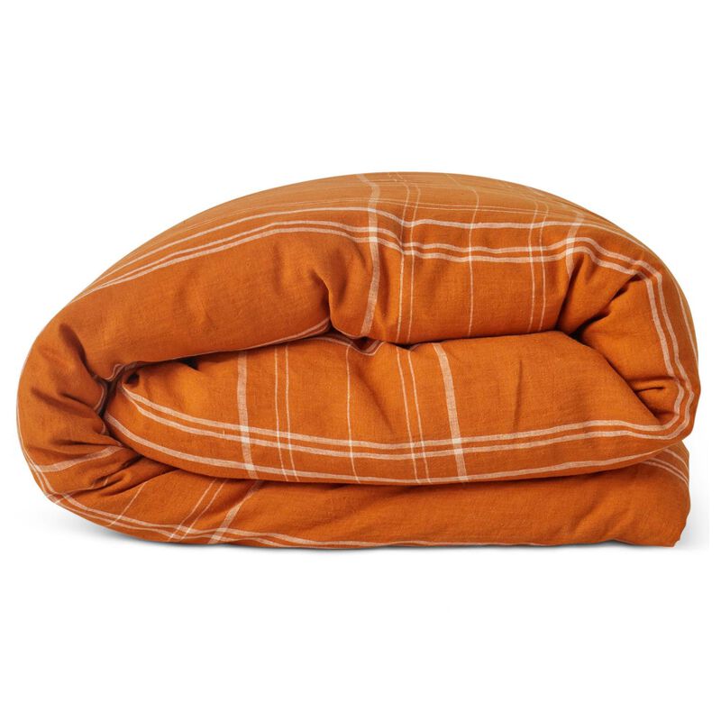 Kip&Co Santa Monica Pecan Tartan Linen Quilt Cover image number 0